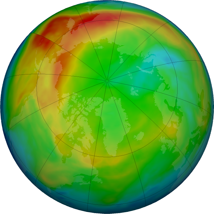 Arctic ozone map for 13 January 2023